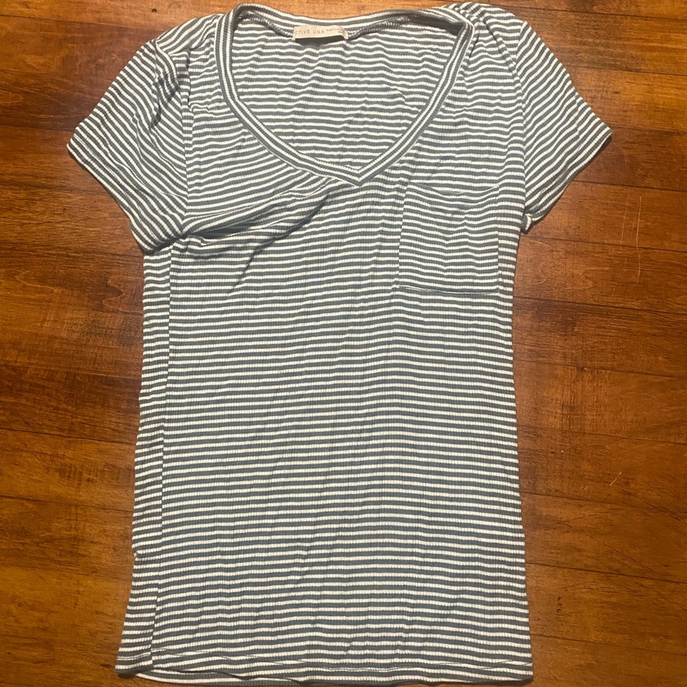 Blue and White striped shirt women’s size Small